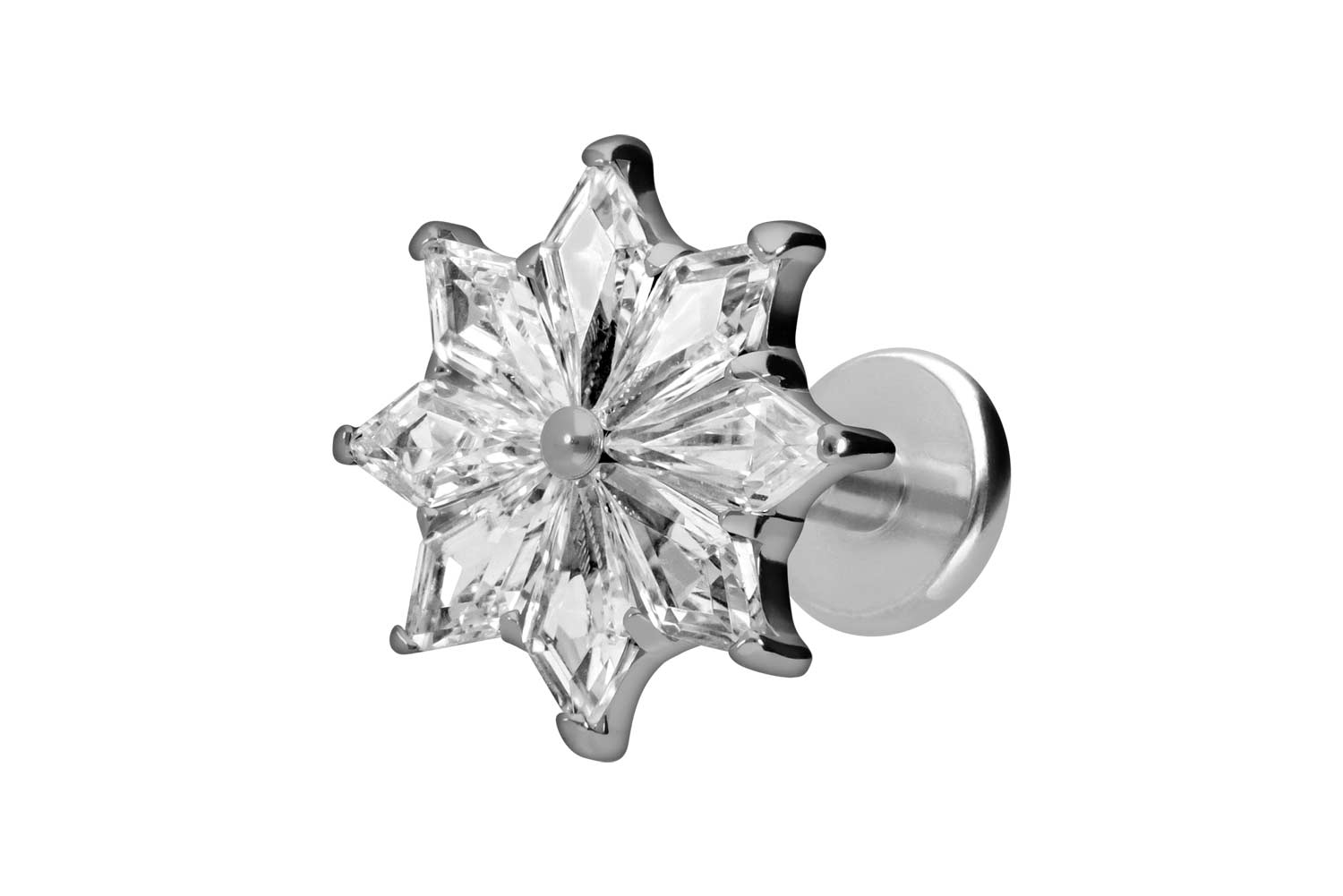 Titan Labret Piercing mit Innengewinde KRISTALLSTERN